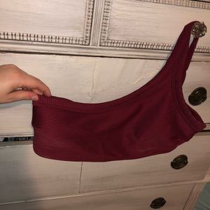 Red one shoulder bikini top